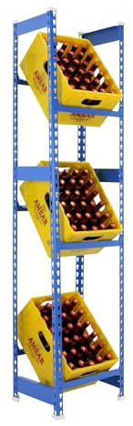 Simon Rack Estantería Cajas de Bebidas, 3 Cajas, 1800x400x300 mm, 3 Alturas, 100 kg de Punto Flexión, Estantería para Bebidas, Azul - Simonbottle