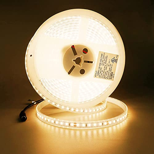JOYLIT PRO+ 24V LED Streifen 5M 3000K Warmweiß 7500LM Hell IP67 Wasserdicht | 126 LEDs/M 2835 SMD, 18W/M, CRI 92+, Dimmbar, Kürzbar, Selbstklebend Light Strip Für Außen, Zuhause(Nur Leuchte)