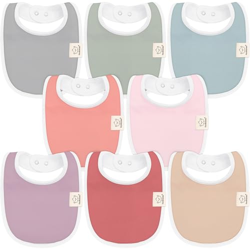 8-Pack Bio Lätzchen Baby für Jungen, Mädchen - Weiche Baumwolle zum Sabbern und Zahnen Sabberlätzchen, Saugfähig,Leicht Zu Reinigen und Anzulegen Baby Bibs für Kleinkind,0-24 Monate(Muted Pastel)