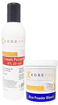 Kobe Professional Cream Peroxide 6% 20 Vol 250 ml + Blue Powder Bleach 80g
