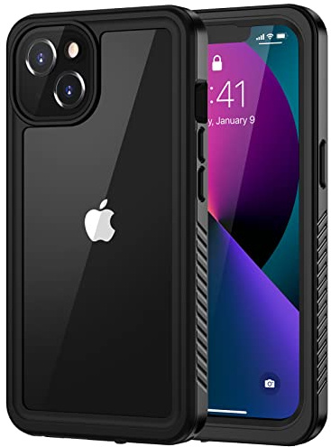Lanhiem Funda para iPhone 13 Mini,Impermeable Ip68,Protección Completa De Lente De Cámara,Carcasa Antigolpes,Negro