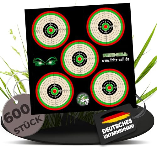 Fritz-Cell Zielscheiben 14x14cm 5er Spiegel Luftgewehr/-Pistole – 600 Stück