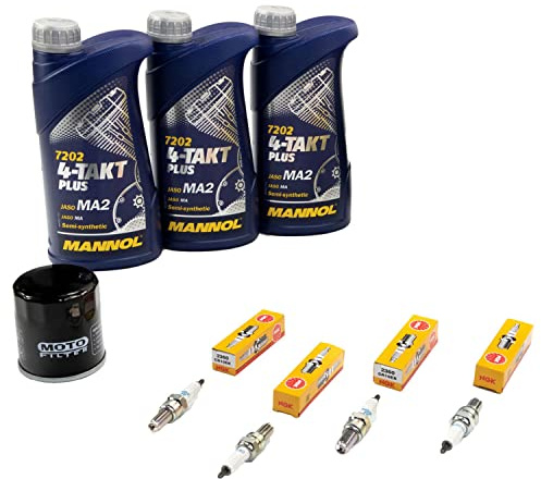 Wartungspaket Öl 3L + Ölfilter + Zündkerzen für Yamaha YZF-R6 600 RJ03 Baujahr 1999-2002