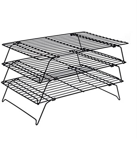 MERAXI Cake Cooling Tray Foldable Baking Cake Cooling Rack Bread Cooling Rack Biscuit Rack Black Non-stick Cooling Rack (Color : Black, Size : One size)