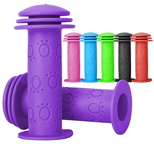 Manopole per bicicletta per bambini, 22 mm, con massima sicurezza, protezione dagli urti, lunghezza 105 mm, per scooter, triciciclo, bicicletta per bambini (viola)