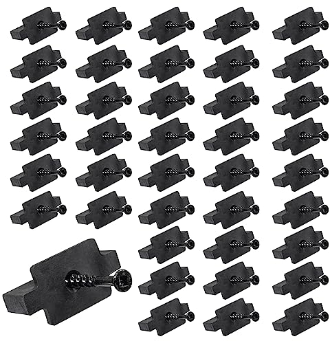 LifCratms Lot de 50 clips de fixation cachés pour fixation de terrasse, clips en T en nylon noir avec vis en métal pour planches de terrasse composites Système de clips de fixation universels