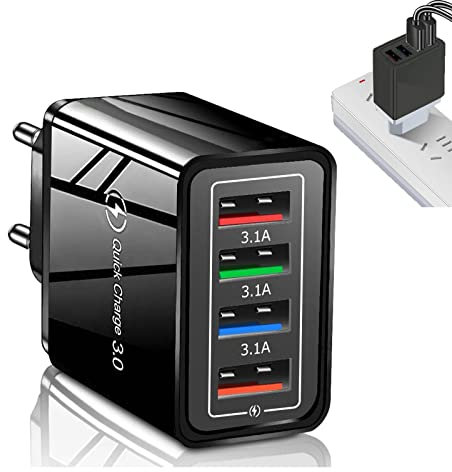 Caricatore USB Multiplo,4 Porte Caricatore USB da Muro,Caricabatterie usb,Compatibile con la maggior parte degli smartphone e di altri prodotti digitali presenti sul mercato