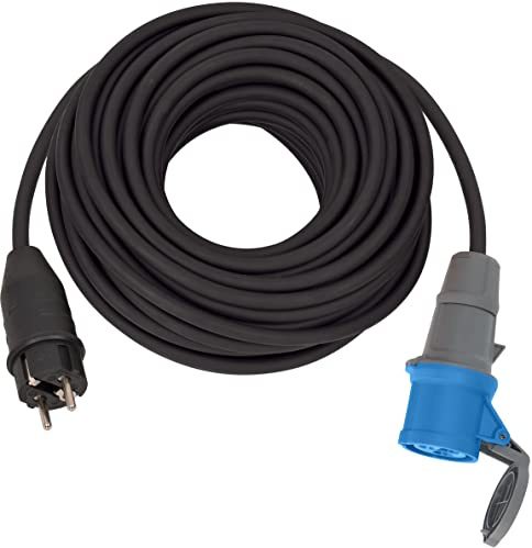 Brennenstuhl Adapterkabel mit Schutzkontakt-Stecker und CEE-Kupplung 25m | CEE-Adapter Kabel in Schwarz, H07RN-F 3G2,5, 230V/16A, ständiger Einsatz im Außenbereich IP44, Made in Germany