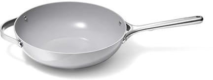 Caraway Non-Stick Stir Fry Pan - 12” Wok-Inspired Pan - Free From Forever Chemicals - High-Sloped Walls - Stainless Steel Handles - Gray