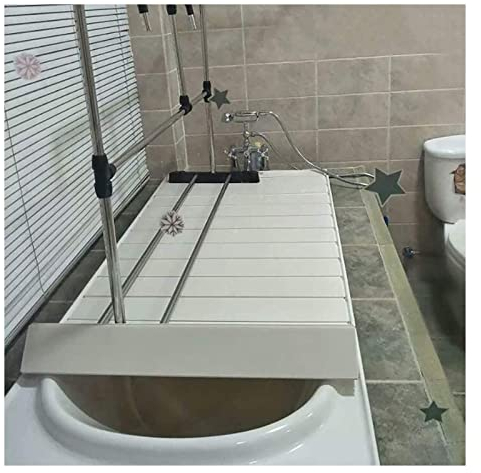 asdchZen Tablett Badewannenablagen 70 cm Breite Badewannenabdeckung, Klappbares PVC-Badewannenablageregal, Staub- Und wasserdichte Badewannen-Isolierabdeckung, Leicht Zu Reinigen (70 X 74 X 1,1 cm)