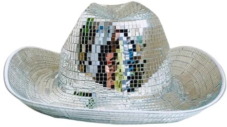 Toller Cowboyhut | Disco Ball Caps | Cowboyhut Disco Deko | Cowboyhut Disco Kugel, leicht, handgefertigt | tolle Discokugelhüte | Cowgirl Hut N