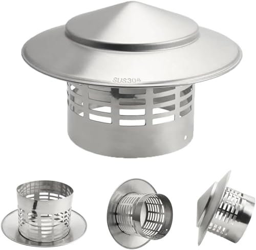 Yoeoefuo Kaminabdeckung Rohrabdeckung Kaminhaube 75mm - 200mm Regenhaube Schornsteine Regenschutz Schornsteinhaube Rund Kaminhaube Kaminabdeckungen(Size:200mm)