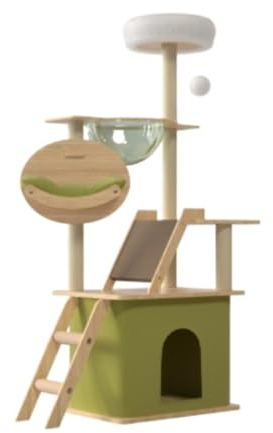 ASHSDI Katzen Kletterbaum Katzenbaum Hoch Kratzbaum, Niedlicher Katzenturm, Mehrstöckig, Stabil, Für Große Katzen, Einfach Aufzubauen, Mit Kratzschutz Katzenmöbel