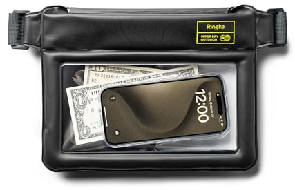 Ringke Waterproof Sling Bag Pochette Étanche Smartphone Téléphone Sac Étanche Flottante Certifiée IPX8 Sangle de Longueur Réglable Boucle à Une Touche - Black