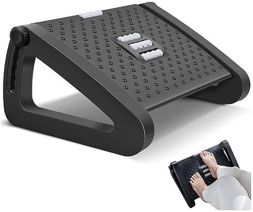 Keuyeo Fußstütze Unter Dem Schreibtisch Massagerolle, Fußstützenhocker, Verstellbare Fußhocker in 6 Verschiedenen Höhen, Ideal Für Das Büro