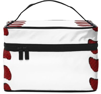 ESNAIUVCD Kulturbeutel mit Baseball-Softball-Schnürsenkeln, große Kosmetiktasche, Reise-Make-up-Tasche, Organizer für Damen, Schwarz , Einheitsgröße, Kosmetikkoffer