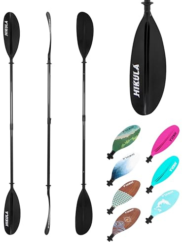 HIKULA Adjustable Carbon Fiber Shaft Kayak Paddle, Kayaking Oars with Reinforced Nylon Blade for Adults, 4 Piece, 86in/220cm to 90in/230cm