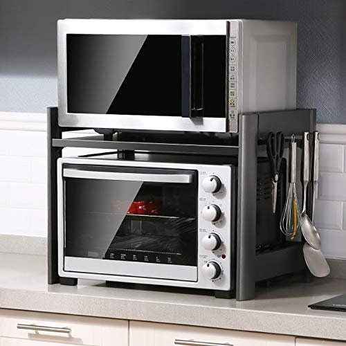 GUIXAN Support pour Four à Micro-Ondes – Support pour Pots à épices de Cuisine – Hauteur réglable – Organiseur de Rangement pour comptoir – Facile à Nettoyer – H 45 cm XD 42 cm XW 58 cm –