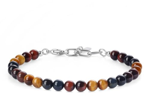 GAVU Bracelet Œil de Tigre Homme, Marron/Rouge/Bleu, Bracelet Surfeur Homme
