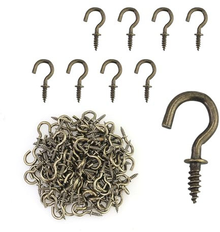 100 Ganci a Vite Piccoli da 1/2 Pollici per Legno - Ganci per Appendere Piante e Decorazioni Artistiche