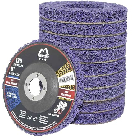 Merryland 10 Piezas Disco de Limpieza 125 mm Púrpura Disco de Decapado | 125mm Amoladora Angular, Pintura Óxido, Disco CSD Disco Abrasivo para Decapar Metal Acero INOX Hierro, Bravo-Line SB208114-10