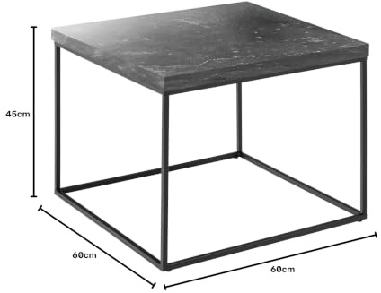 Riess Ambiente Moderner Couchtisch - Architecture - 60cm - anthrazit schwarz - Marmor-Design Metallgestell