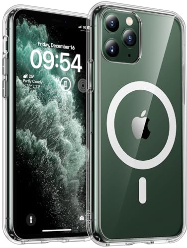 TOCOL für iPhone 11 Pro Max Hülle, Kompatibel mit MagSafe, Transparent | Nie Vergilbung, Starke Haftkraft, Kameraschutz mit erhöhten Rändern, Militärschutz Stoßfest Kratzfest, Durchsichtig Case