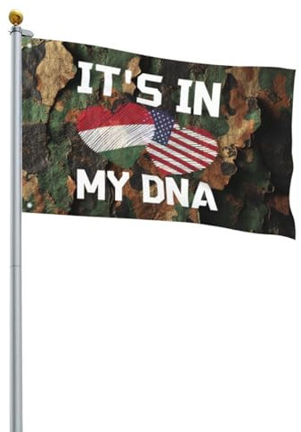 Wetterfest Themenflagge Stolz Ungarisch Amerikaner Its In My Dna Lebendige Farben Festtagsdekoration Flagge 90 cm x 150 cm für Balkon,Feiertage,Startseite
