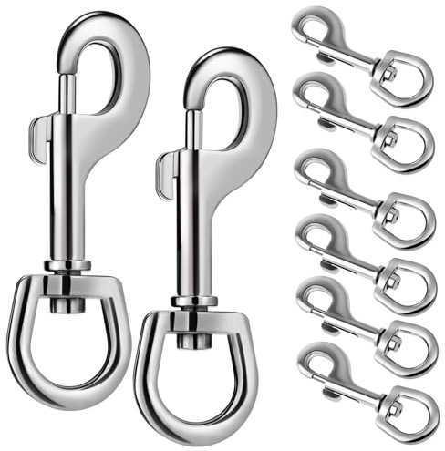 Cabilock 8 Piezas Ganchos de perno de gatillo mosquetones giratorios gancho de gatillo ganchos giratorios Ganchos para correa de perro broche de perno Acero inoxidable Silver