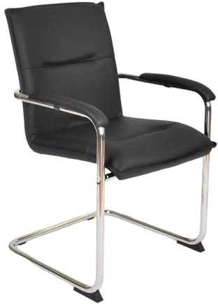 Topsit Besucherstuhl Freischwinger W9000001 aus Kunstleder – Konferenzstuhl mit Armlehnen und gepolsterter Sitzfläche – schwarzer Wartezimmerstuhl für Büro, Empfang & Meetingräume