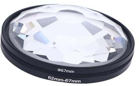 Filtre de Kaléidoscope de 67 Mm, Objectif de Prisme en Verre Kaléidoscope FI Lter avec Adaptateur 62 Mm, Accessoires de Filtre à Effets Spéciaux pour Les Caméras Numériques et