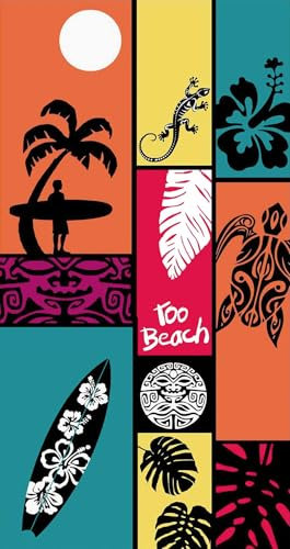 Kimbatex Textil Hogar Tienda Toalla de Playa de 100% Microfibra 90x170cm - Secado Rápido, Ligera y Compacta - 20 Diseños Exclusivos (Surf)