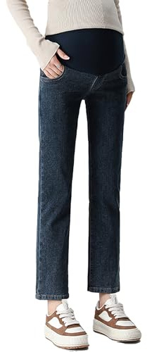 KBOPLEMQ Jeans premaman da donna a gamba dritta, pantaloni in denim per gravidanza, comfort, pantaloni premaman a gamba larga, jeans da donna, vintage, comodi jeans per gravidanza, pantaloni in denim