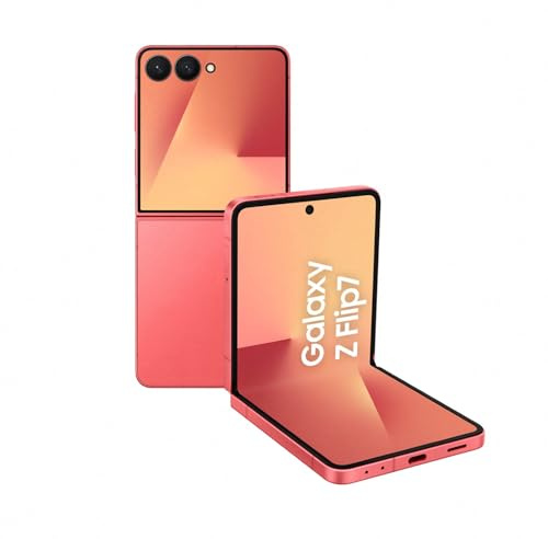 Samsung Galaxy Z Flip7 AI Smartphone mit Galaxy AI, KI-Handy mit Android, Faltbares Design, Infinity Frontdisplay, 50-MP-Weitwinkelkamera, 256 GB, 12 GB RAM, Coralred, 3 Jahre Herstellergarantie