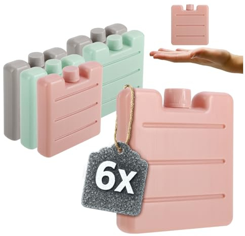 com-four® 6X Kleiner Flacher Kühlakku, platzsparend und ideal für Kühlbox | handliche bunte kleine Eis-Akkus - Kühlelemente in pastelligen Farben