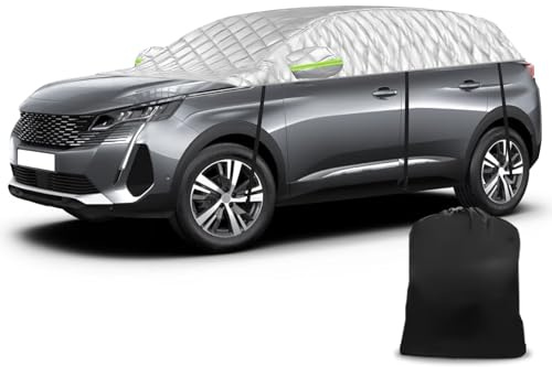 Halbe Autoabdeckung für Peugeot 3008, Verdickte Halbgarage Sommer Winter | Hagelschutz Abdeckplane, Schutz vor Sonne, Regen & Staub, Outdoor Indoor