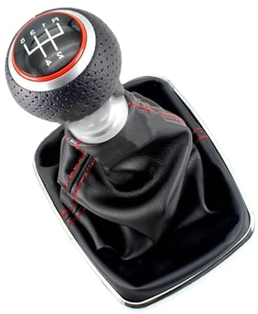 Genérico Tuerca de la perilla de cambio 1J0711113 Perilla de cambio marchas roja 12 mm y 5 velocidades con funda para Volkswagen, para VW, para Bora, Golf 4 para Jetta reparación