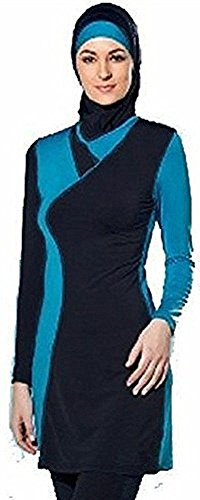 TianMai Neue Muslimische Bademode Muslim Islamischen Bescheidene Full Cover Badebekleidung Modest Swimwear Beachwear Burkini für Frauen (Schwarz, Int'l 3XL (EU-Größe 44-46))
