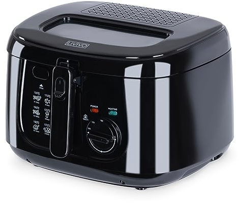 LIVIVO 2.5L Deep Fat Fryer – Electric Countertop Chip Fryer with Non-Stick Coating, Viewing Window & Safety Handle – Easy Clean Deep Fryer for Home Kitchen – White or Black