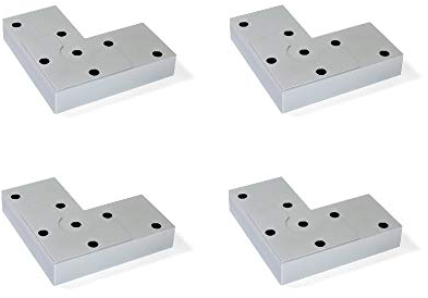 Emuca - Gambe per mobili, piedi per mobile in plastica colore grigio metallizzato, Set di 4 piedini di altezza 12mm
