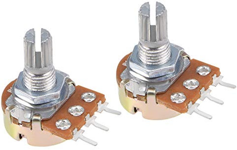 sourcing map Linear Kegel Potentiometer gerändelte Welle 3 Klemmen drehbarer variabeler Widerstand 10K Ohm (2 Pack)
