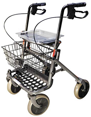 FabaCare Rollator Actimo Basic mit Vollausstattung, Gehhilfe klappbar, Standardrollator, Gehwagen bis 130 kg, Anthrazit