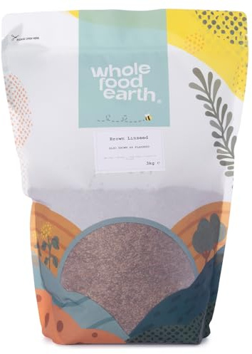 Wholefood Earth Graines de Lin Brun 3 kg - Non-OGM, Naturelles, Riches en Fibres