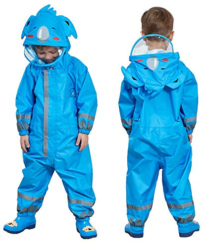 JinBei Imperméable Enfant Garçon Bleu Koala Modèle Avec Capuche Velo Complet Animal Combinaison Sport Manteaux Protection Poncho Pantalon Respirant Randonnée Pluie 5-7 Ans