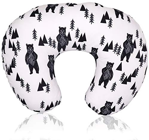 TANOFAR Housse de coussin d'allaitement pour bébé garçon et fille, tissu doux, s'adapte parfaitement aux nourrissons, lavable et respirant, animal noir et blanc