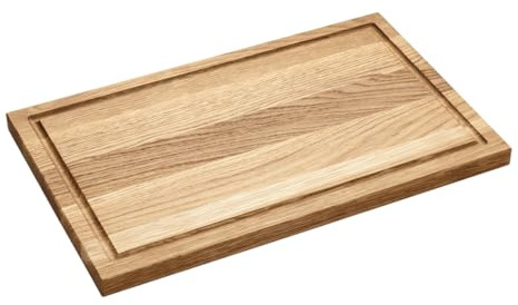 Holzschneidebrett rechteckig Eichenholz, Schneidebrett für die Küche, aus robuster Eiche, mit Saftrille (Mittel 40 x 25 cm)