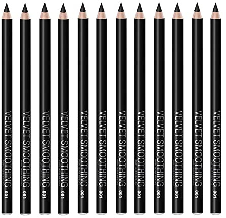 Black Eyeliner Pencil Set - 12 PCs Matte Silky Formulas Waterproof Eye Crayon Liners