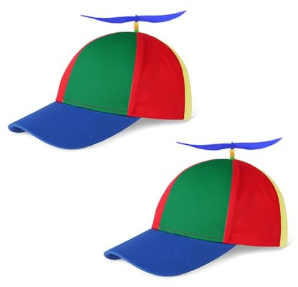 SIEBOLD 2 Stücke Propeller mütze,Helikopter Cap,Propeller hut,Lustige faschings party hüte,für Kopfbedeckung Zubehör Karneval Partykostüm Requisiten für Erwachsene Einstellbar Größe (54-60CM)