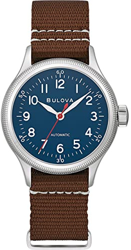 Bulova Herren Fashionuhr Military in der Farbe Mehrfarbig mit Nylon Armband, Gehäusedurchmesser: 37 mm, 96A282