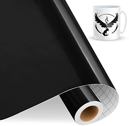 IModeur Vinylfolie Plotter Schwarz, 30.5cm x 457.5 cm Glänzend Schwarz Plotterfolie Vinyl für Silhouette Cameo, die meisten Schneidemaschine